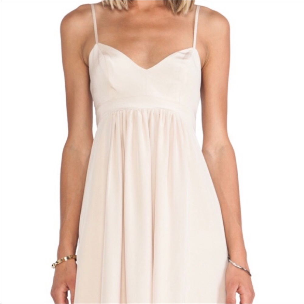 Amanda uprichard silk maxi dress blush cream